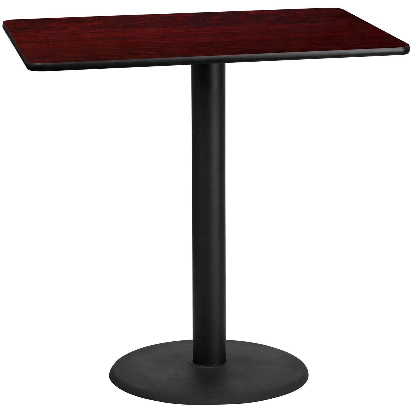 30'' x 48'' Rectangular Laminate Bar Height Table with 24'' Round Table Base