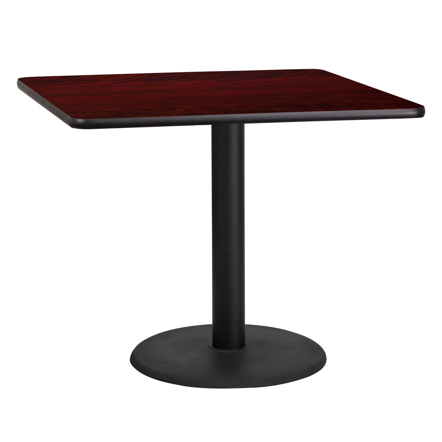 36'' Square Laminate Restaurant Dining Table with 24" Round Table Base