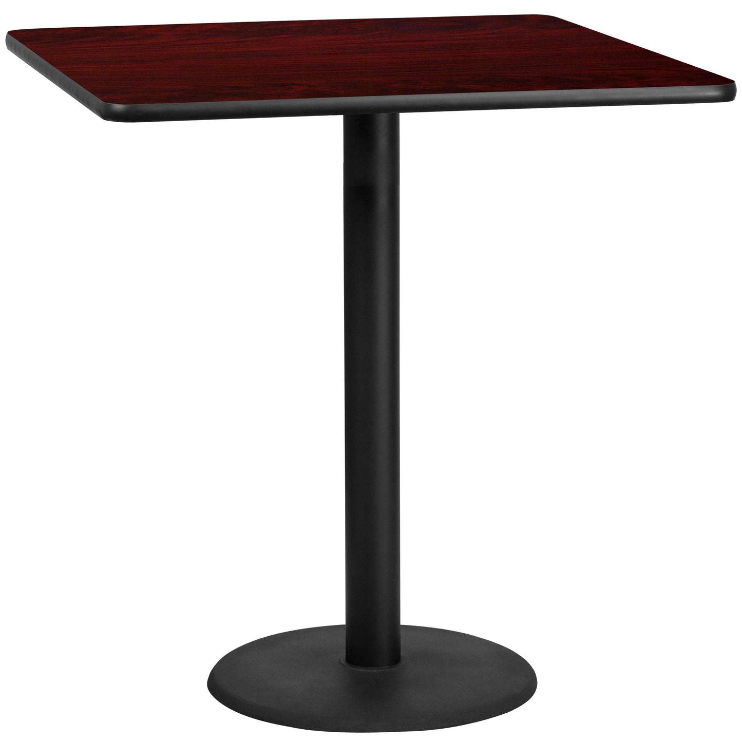 42'' Square Laminate Restaurant Bar Height Table Table with 24'' Round Table Base