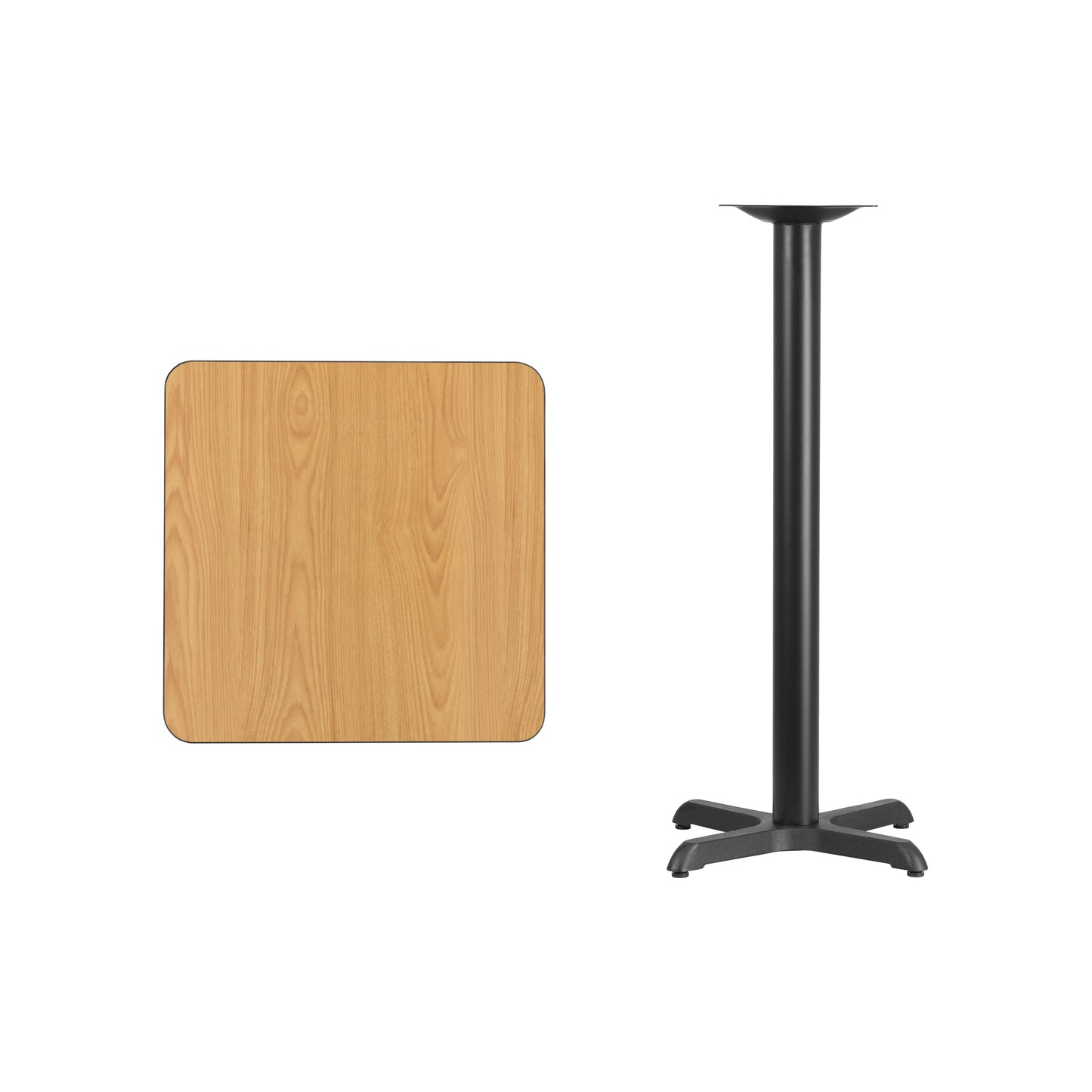 24" Square Laminate  Bar Height Table with 22'' x 22'' Table Base