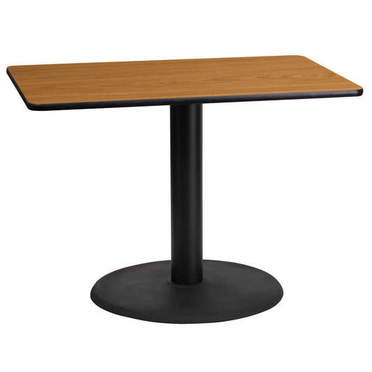 24'' x 42'' Rectangular Laminate Table Top with 24'' Round Table Base