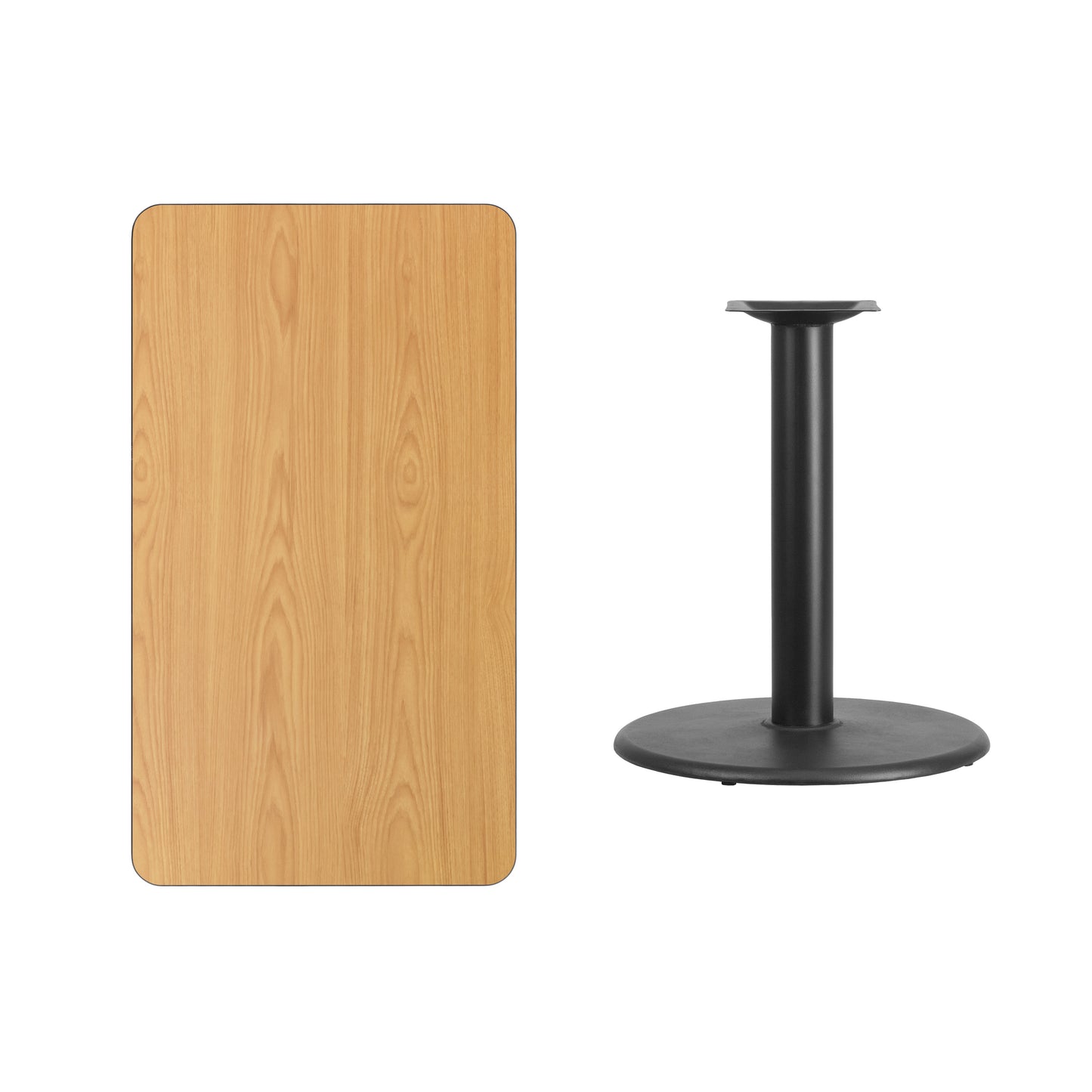 24'' x 42'' Rectangular Laminate Table Top with 24'' Round Table Base