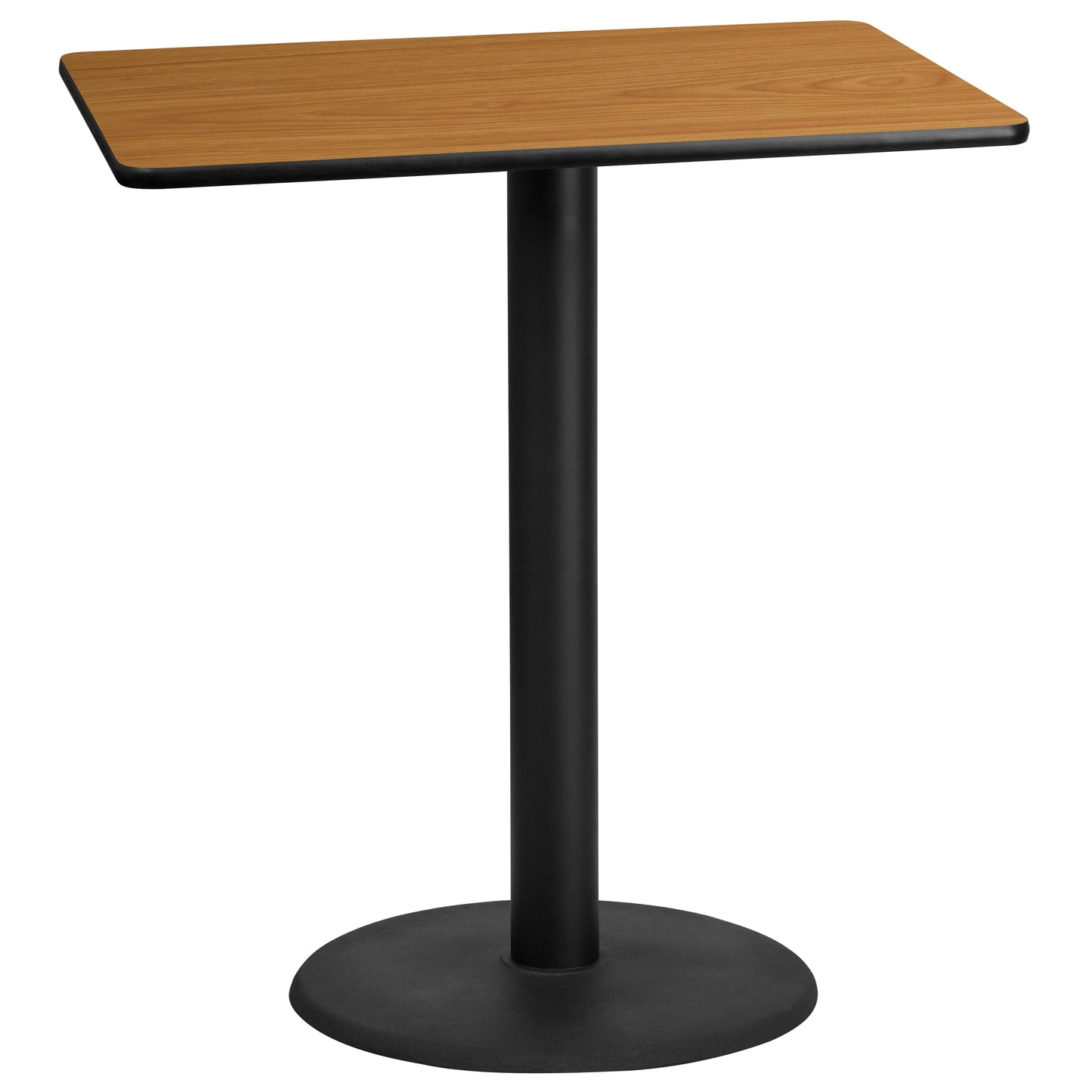 30'' x 42'' Rectangular Laminate Bar Height Table with 24'' Round Table Base