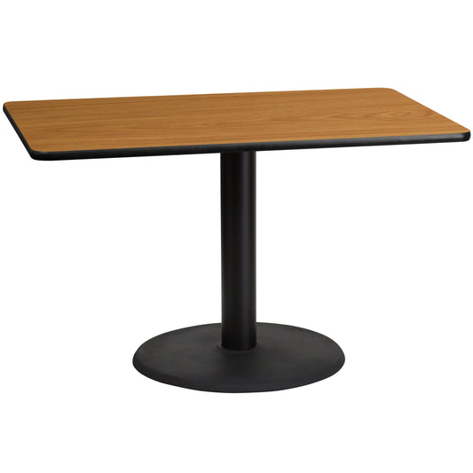 30'' x 48'' Rectangular Laminate Dining Table with 24'' Round Table Base