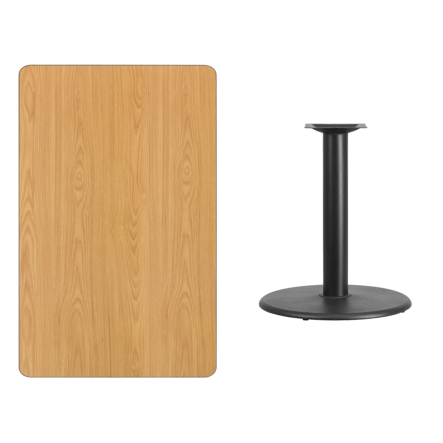 30'' x 48'' Rectangular Laminate Dining Table with 24'' Round Table Base