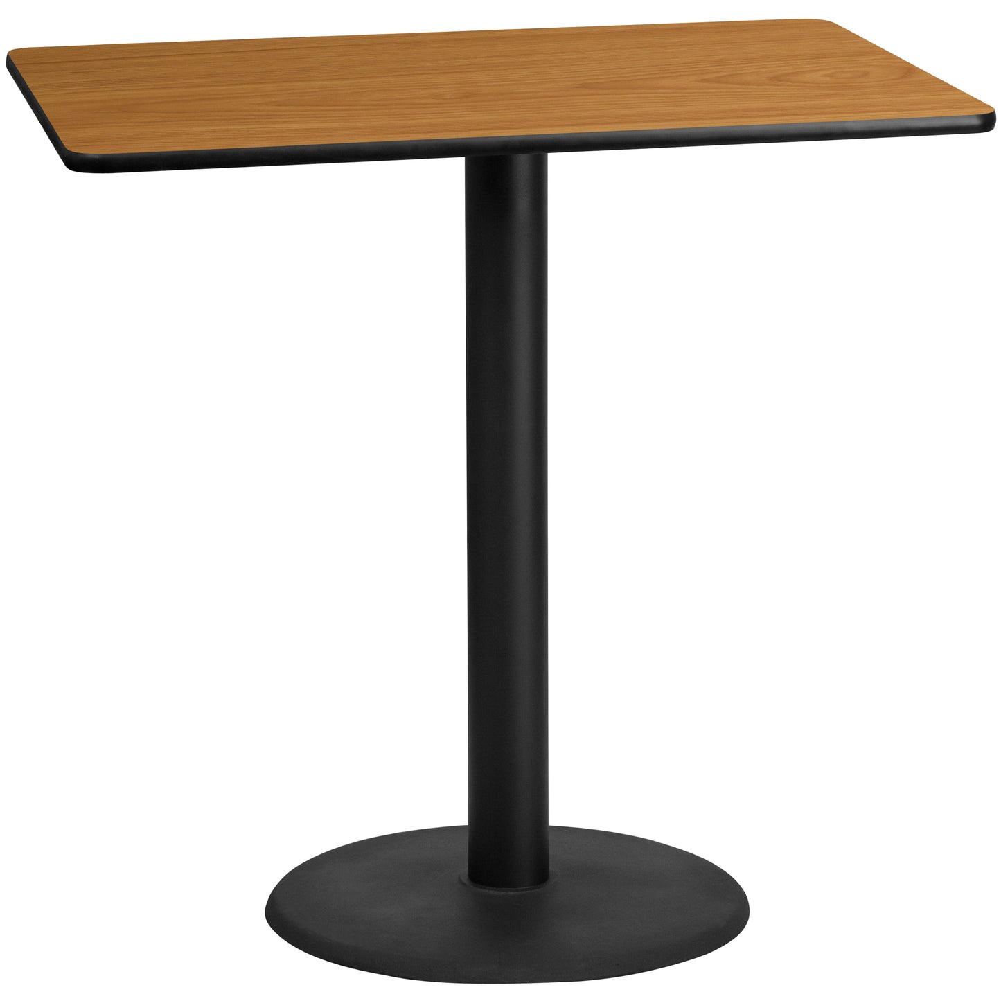 30'' x 48'' Rectangular Laminate Bar Height Table with 24'' Round Table Base