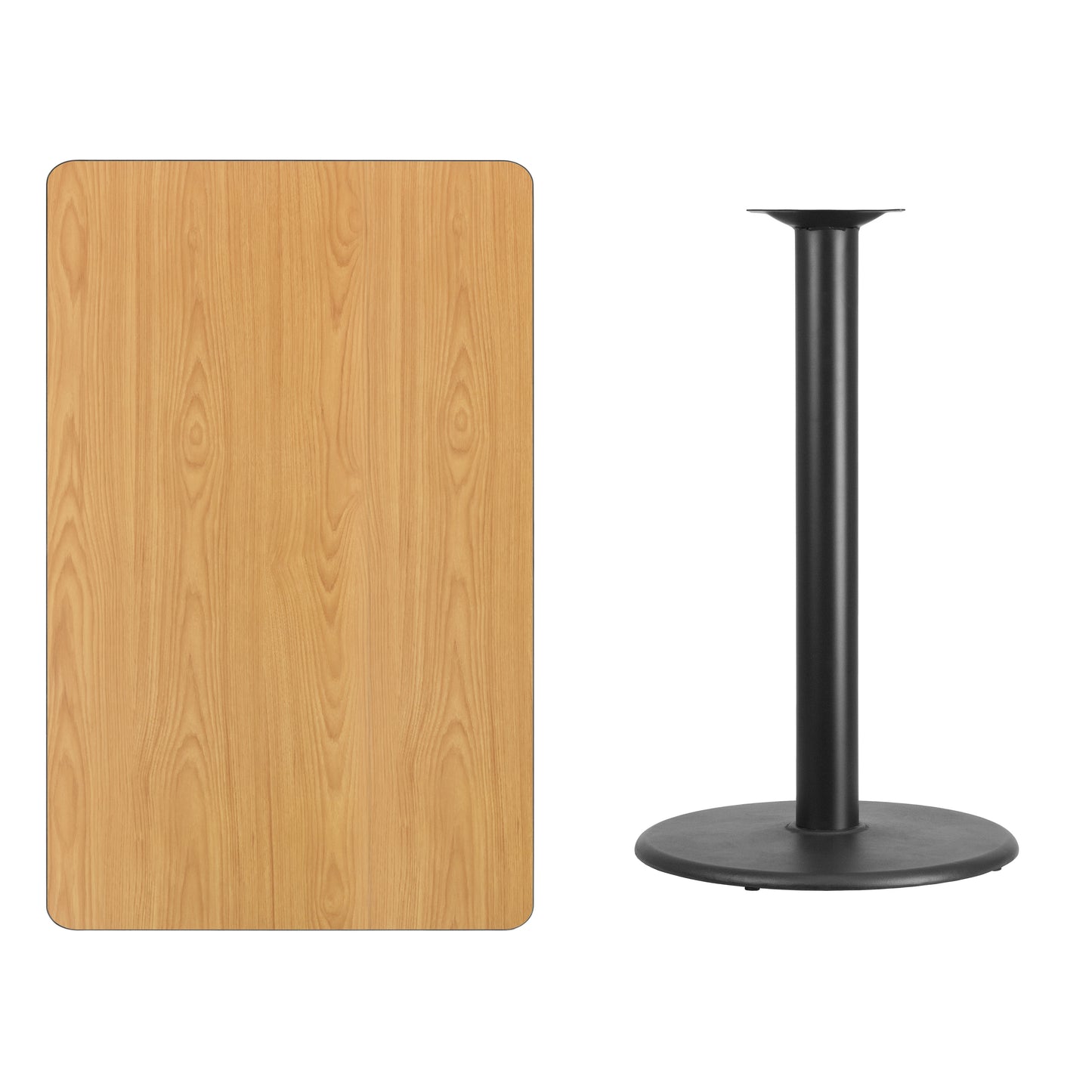 30'' x 48'' Rectangular Laminate Bar Height Table with 24'' Round Table Base