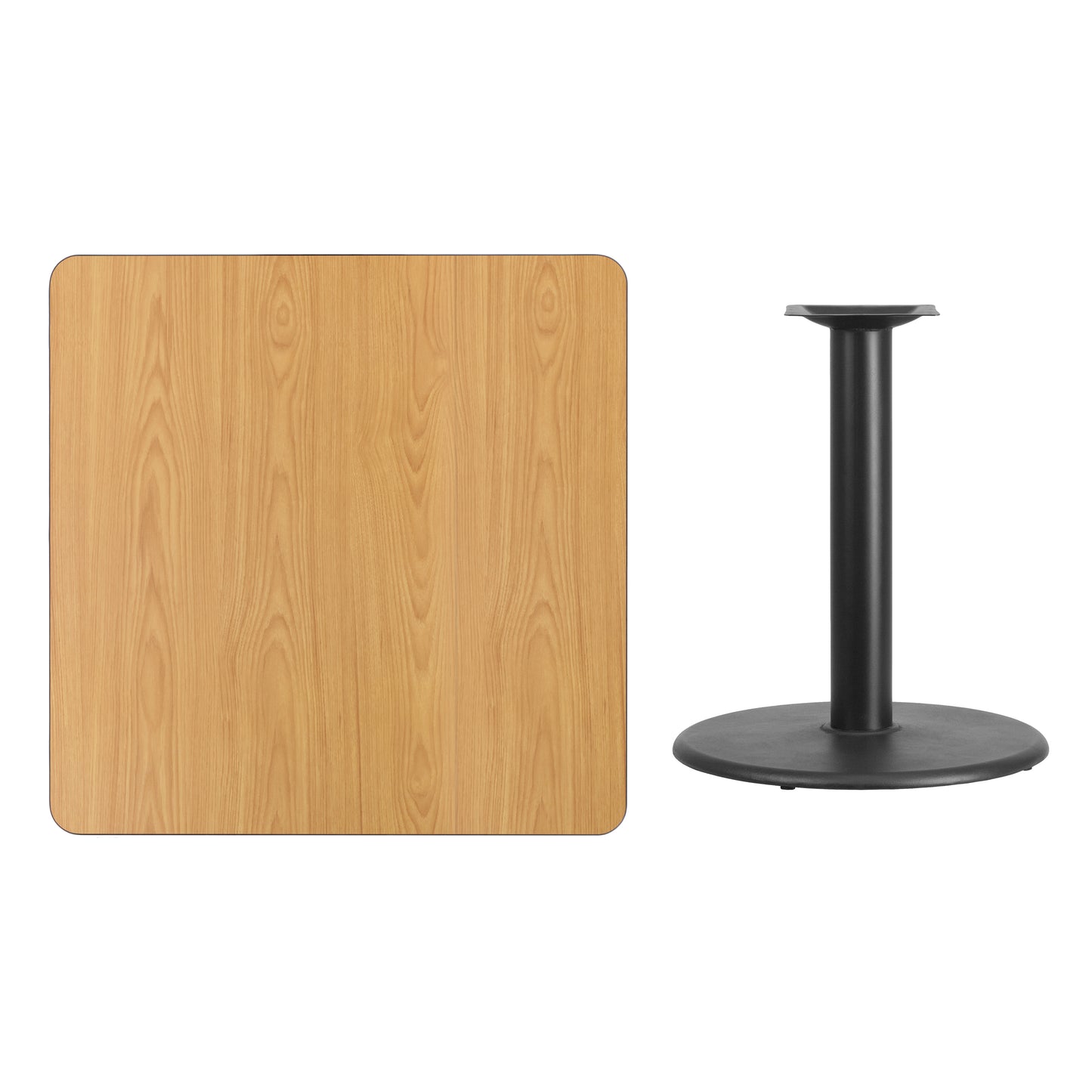 36'' Square Laminate Restaurant Dining Table with 24" Round Table Base