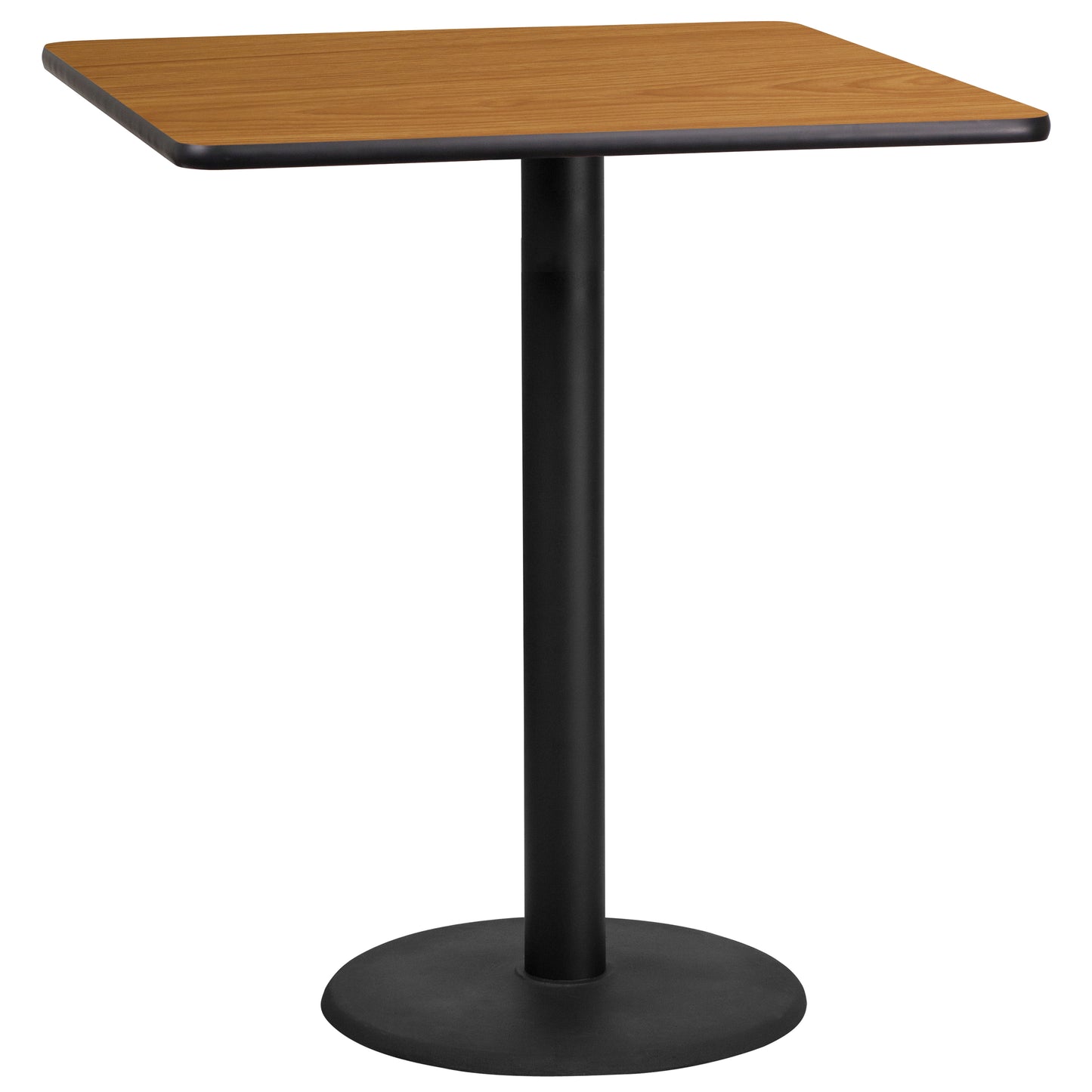 36'' Square Laminate Restaurant Bar Height Table with 24" Round Table Base