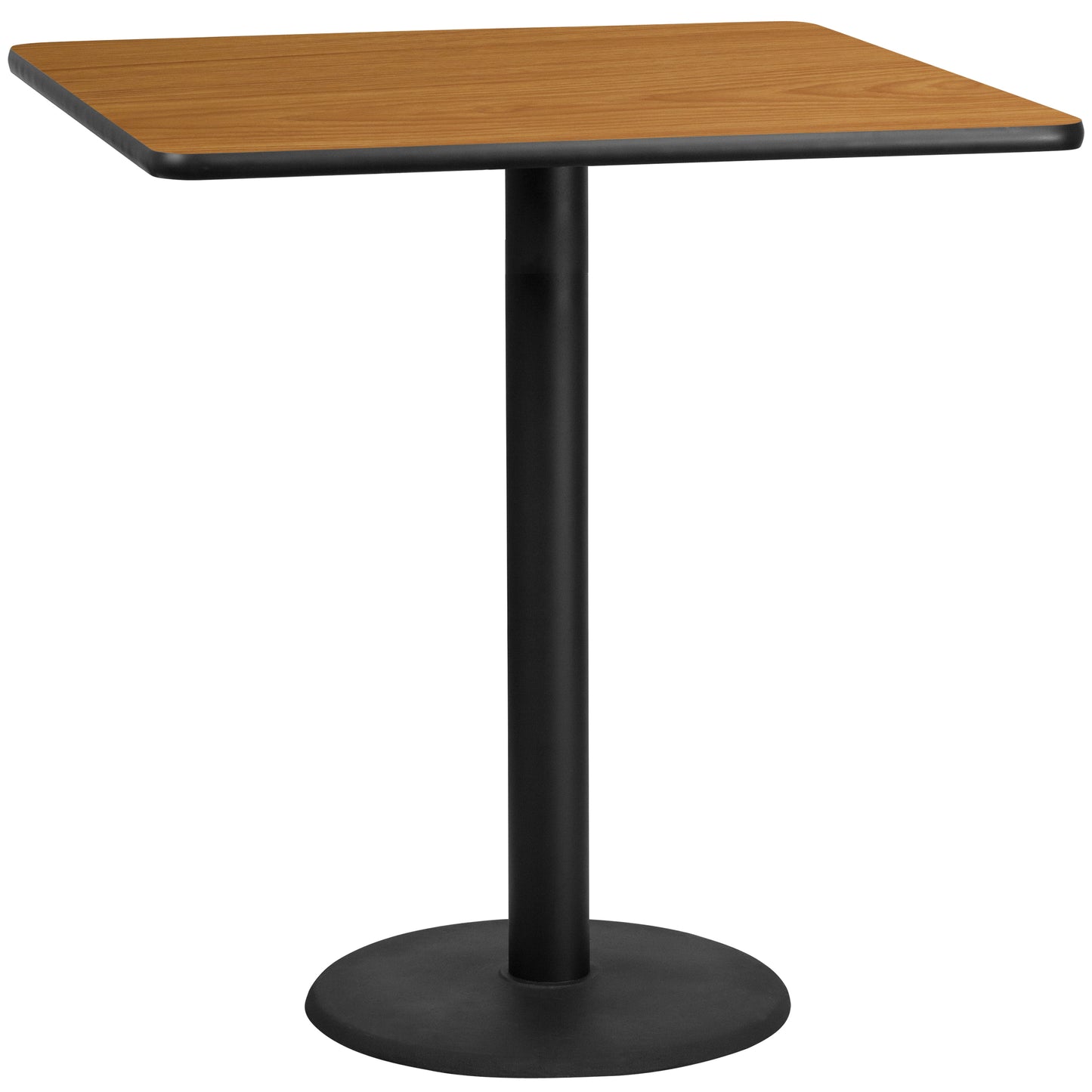 42'' Square Laminate Restaurant Bar Height Table Table with 24'' Round Table Base