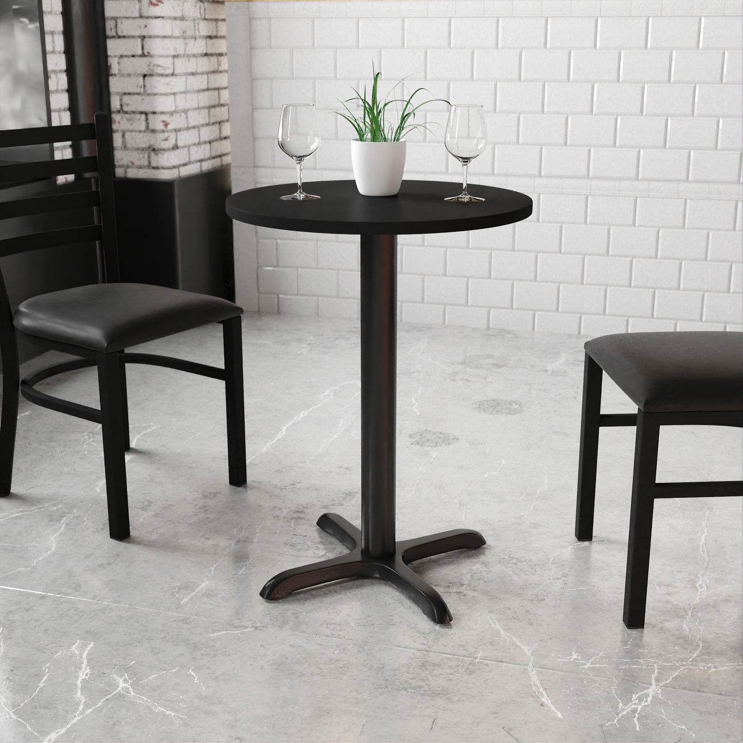 24" Round Restaurant Dining Table with 22" x 22" Table Base