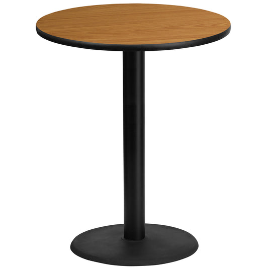 36'' Round Laminate Restaurant Bar Height Table with 24" Round Table Base