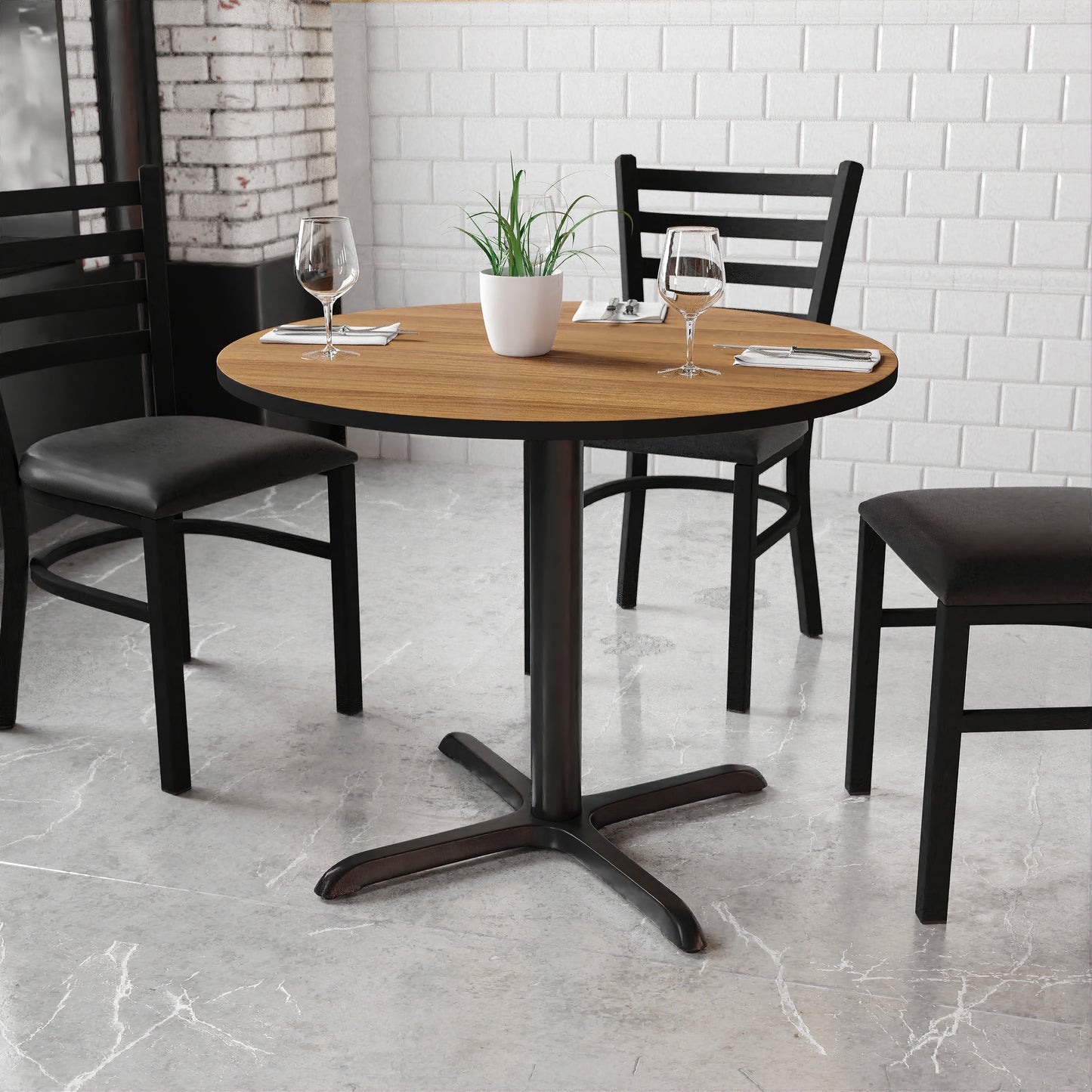 36'' Round Laminate Restaurant Table with 30'' x 30'' Table Base