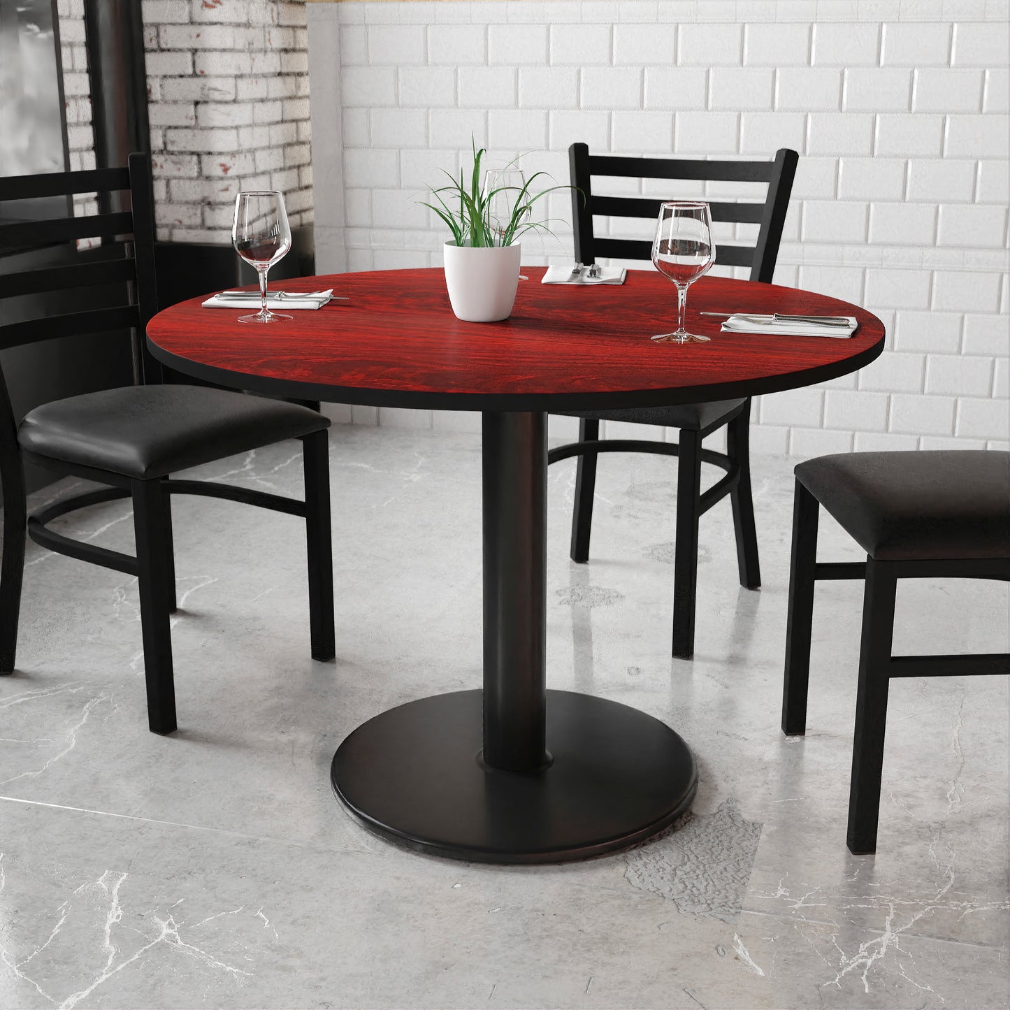 42'' Round Laminate Restaurant Table with 24" Table Base