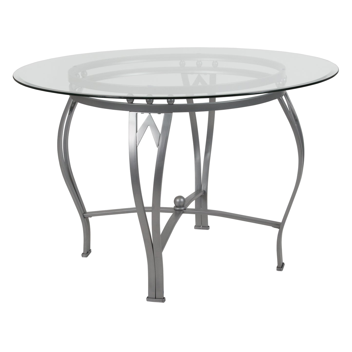 Contemporary 45" Round Glass Dining Table - Seating for 5