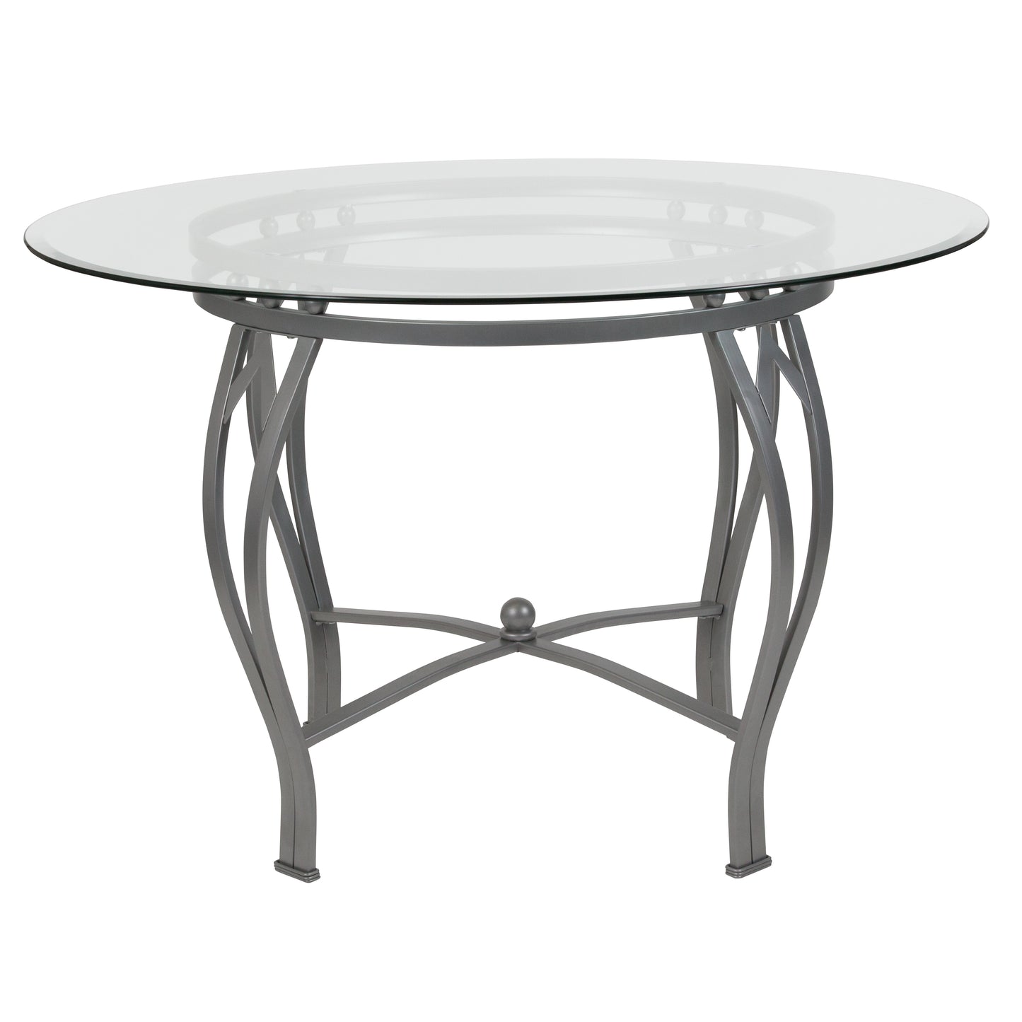 Contemporary 45" Round Glass Dining Table - Seating for 5