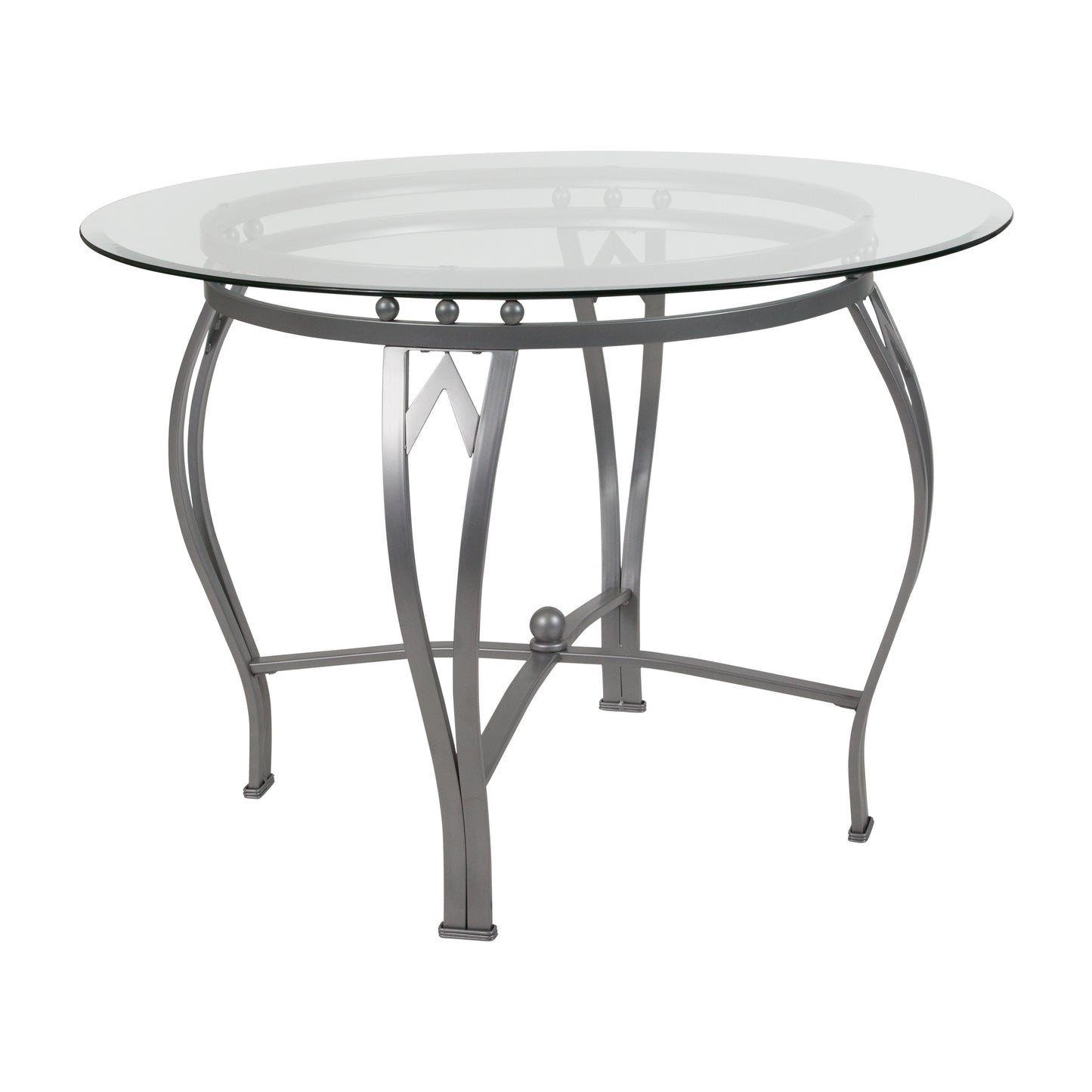 Contemporary Round Glass Dining Table for 5