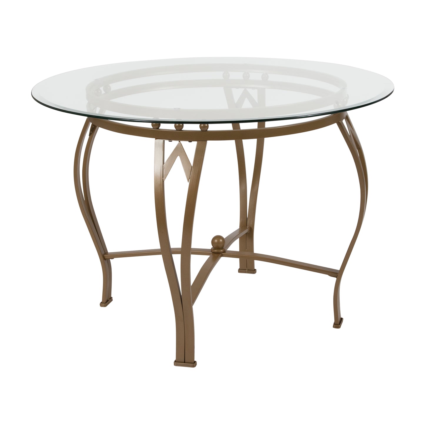 Contemporary Round Glass Dining Table for 5