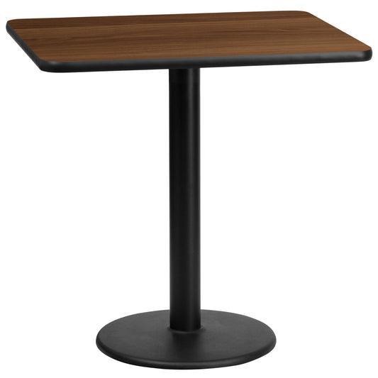 24'' x 30'' Rectangular Laminate Dining Table with 18'' Round Table Base