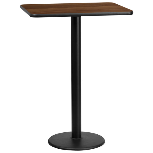 24'' x 30'' Rectangular Laminate Bar Height Table with 18'' Round Table Base