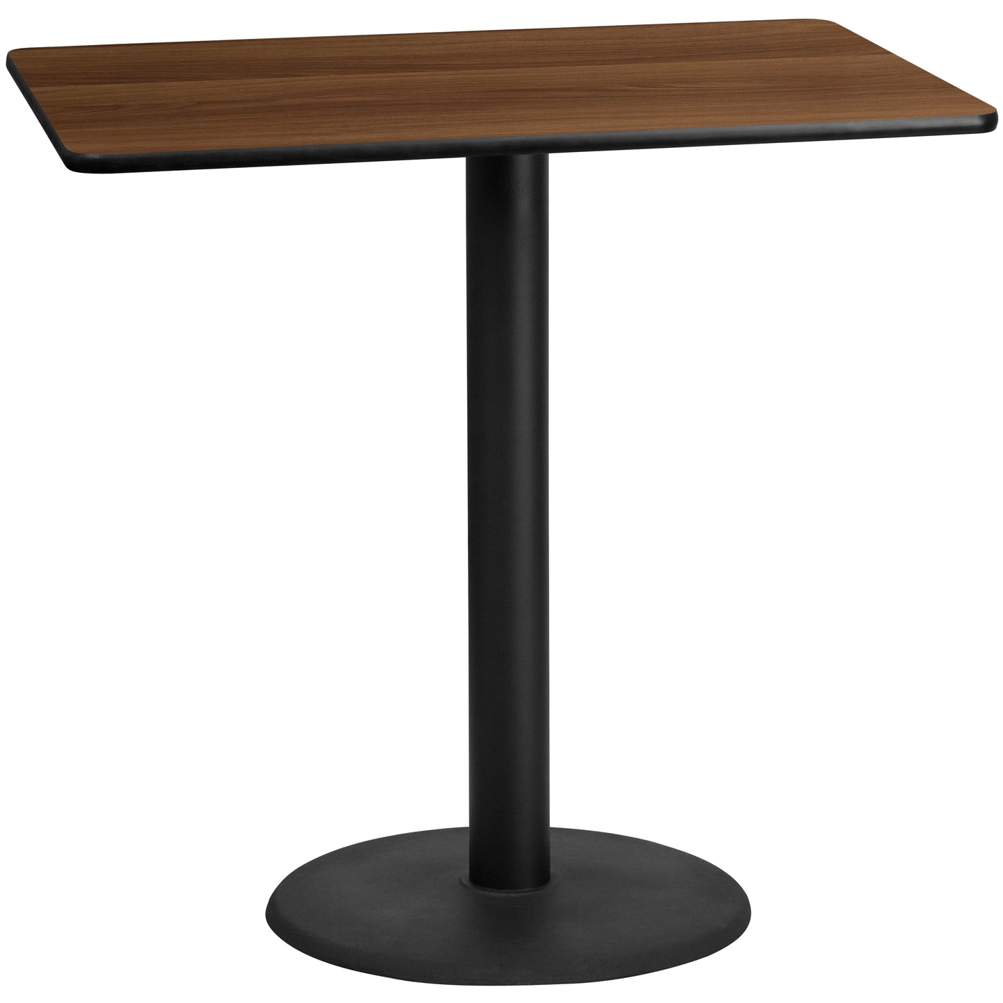 30'' x 48'' Rectangular Laminate Bar Height Table with 24'' Round Table Base