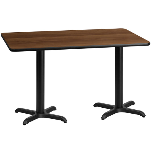 30'' x 60'' Rectangular Laminate Dining Table with 22'' x 22'' Table Bases