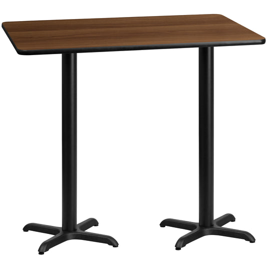 30'' x 60'' Rectangular Laminate Bar Height Table with 22'' x 22'' Table Bases