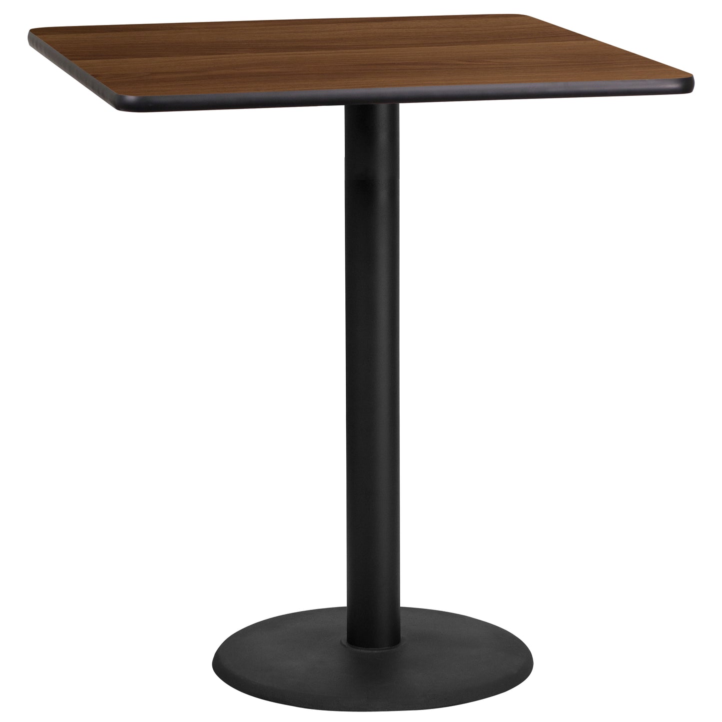 36'' Square Laminate Restaurant Bar Height Table with 24" Round Table Base