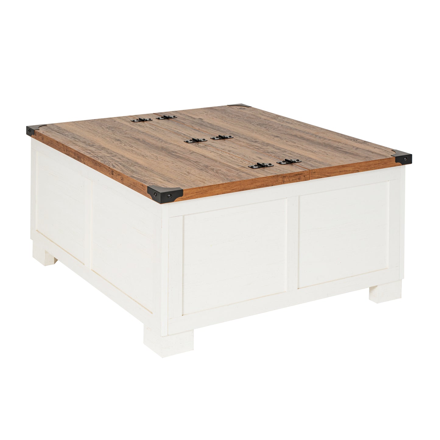 Farmhouse Storage Coffee Table with Hinged Lift Top and Hidden Compartment